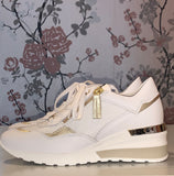 DL Sport 4672 hvid sneaker med gyldne detaljer